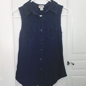 Massimo dark blue jean like collared tank top